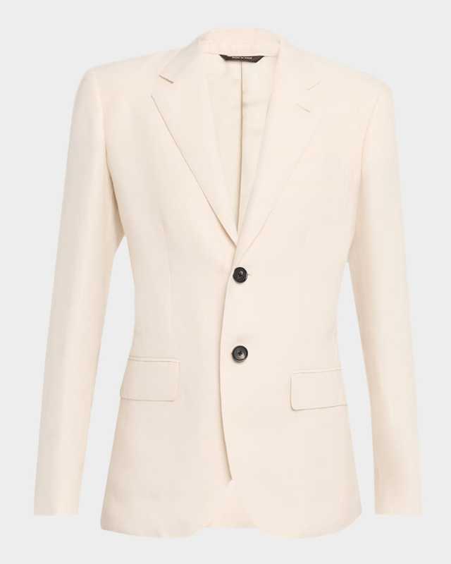 Torino Antigua Linen-Silk Single-Breasted Jacket